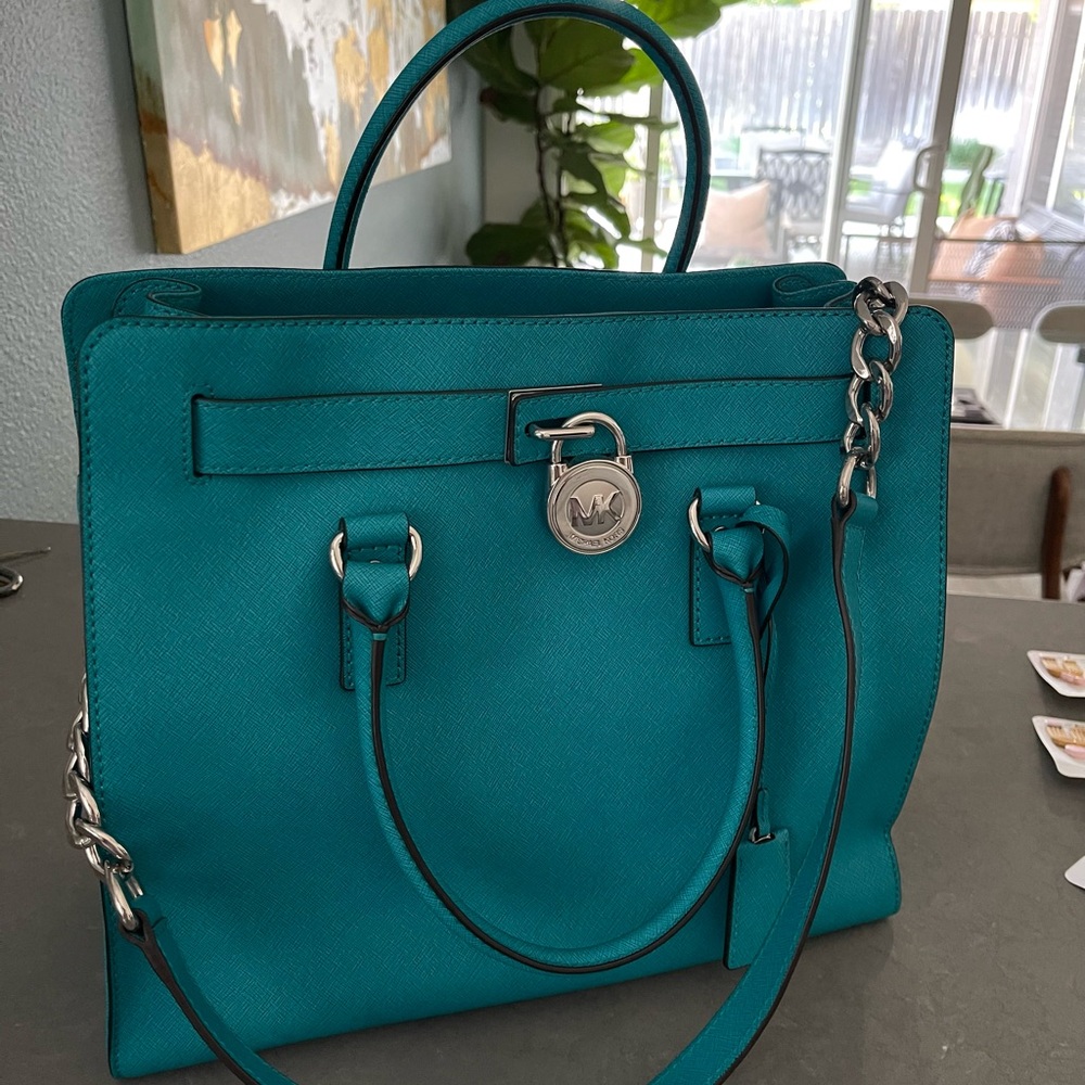 Teal Handbag with Silver Accents